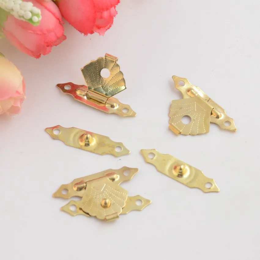 Free Shipping 20 Sets Golden Metal Hook Box Latches Clasp Bag Box Lock