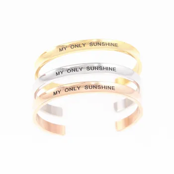 

"MY ONLY SUNSHINE" 7mm Cuff Bangle 316L Stainless Steel Inspirational Bracelet Bangle for Men Women Jewelry Dropshipping!
