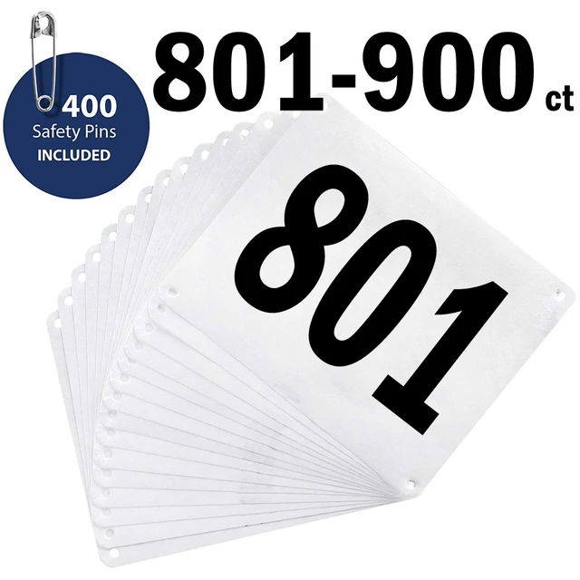 Running Bib Large Numbers Sports Bib Tags with Safety Pins for