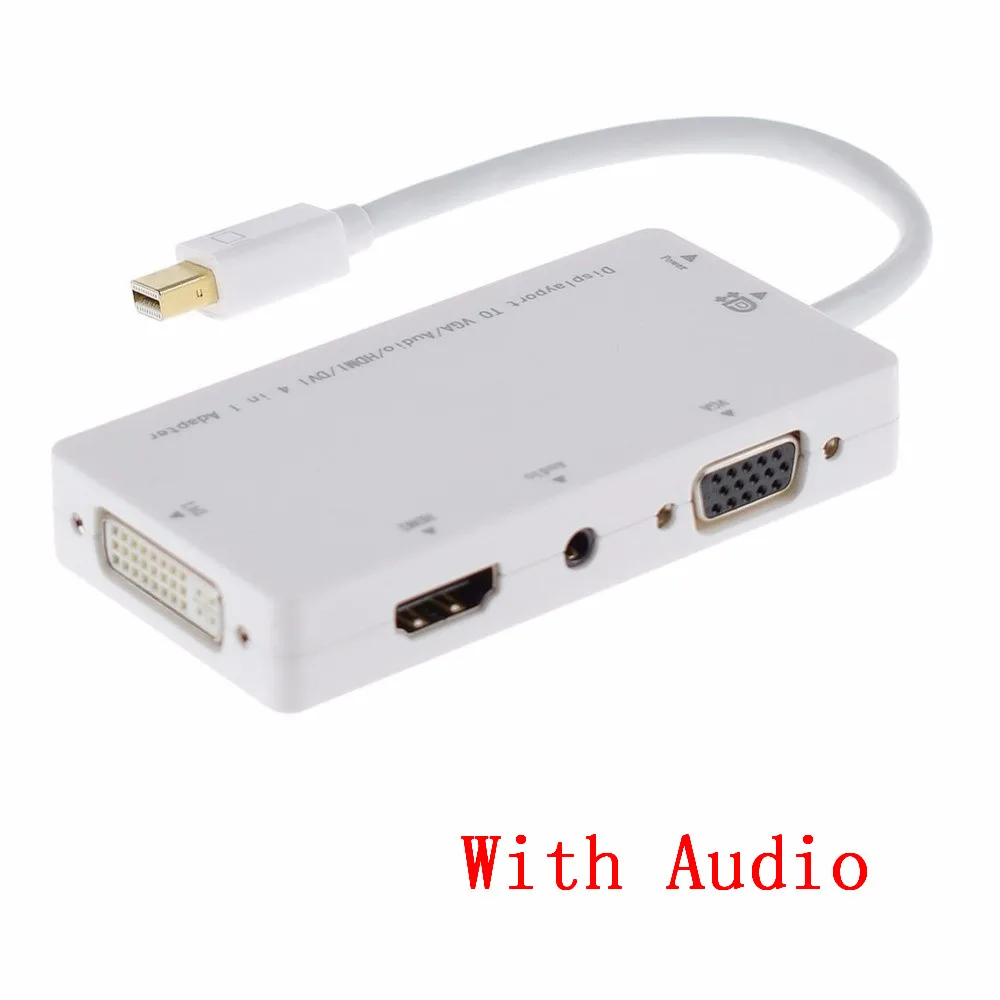 Besiuni Mini Displayport DP к HDMI VGA DVI аудио Thunderbolt совместимый 1080P Кабель-адаптер для Apple Macbook Air Pro - Цвет: with Audio white