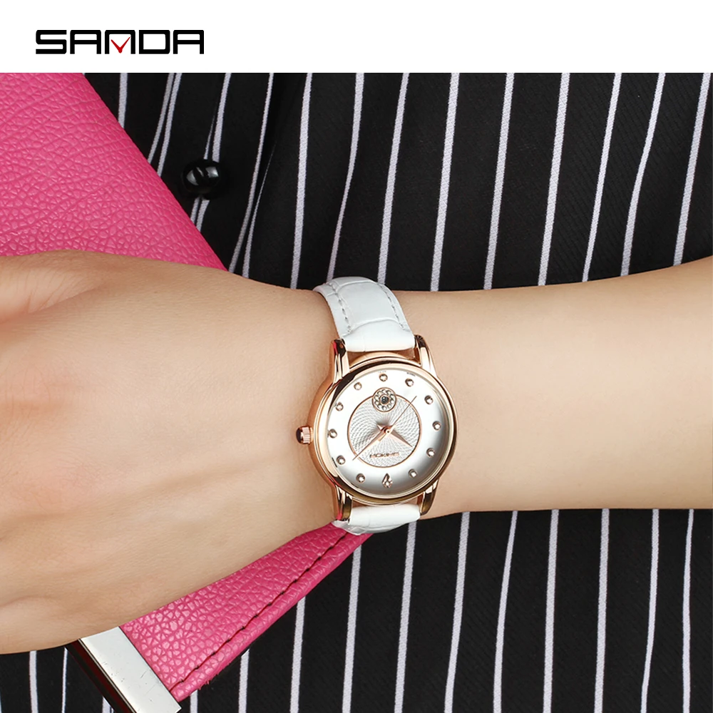 

SanDa students simple small disc pointer ladies wrist watch 2018 top brand belt buckle alloy leisure quartz women watche