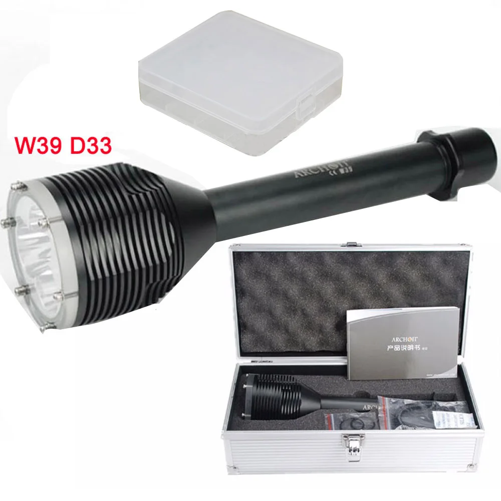 ARCHON D33 W39 светильник для дайвинга 3* XM-L2 U2 светодиодный 100 лм м фонарь для подводного фотографирования с аккумуляторами+ зарядное устройство+ алюминиевая коробка - Испускаемый цвет: no battery charger
