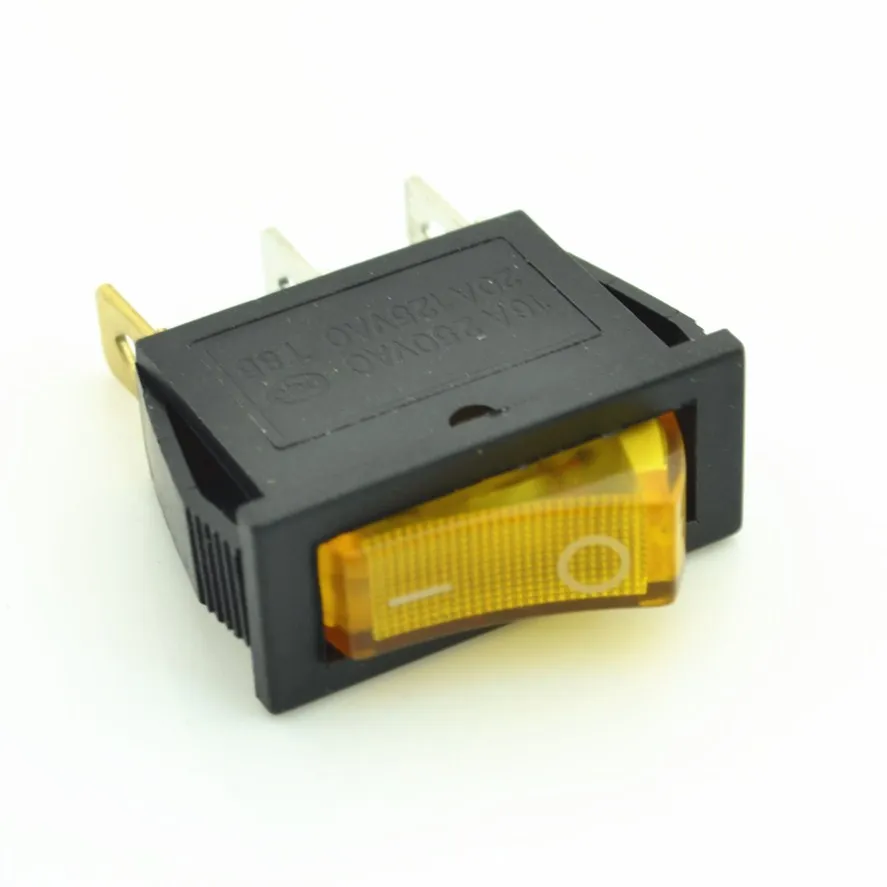 100 шт красный зеленый желтый синий кнопочный выключатель электрический тумблер с подсвечивающая лампа - Цвет: Цвет: желтый