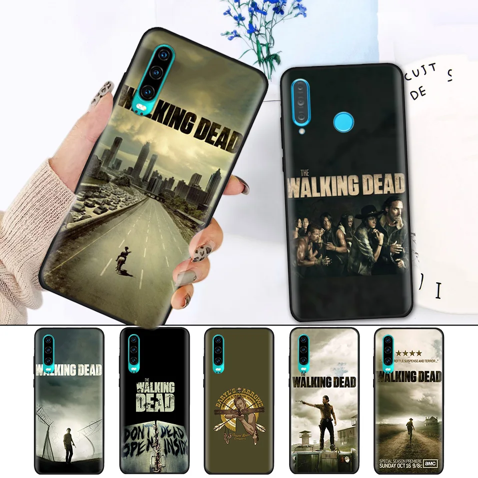 

Black Silicone Cover Case for Huawei P30 P20 P10 Mate 20 10 Lite Pro Nova 4 4E 3E P Smart 2019 Plus Shell The Walking Dead