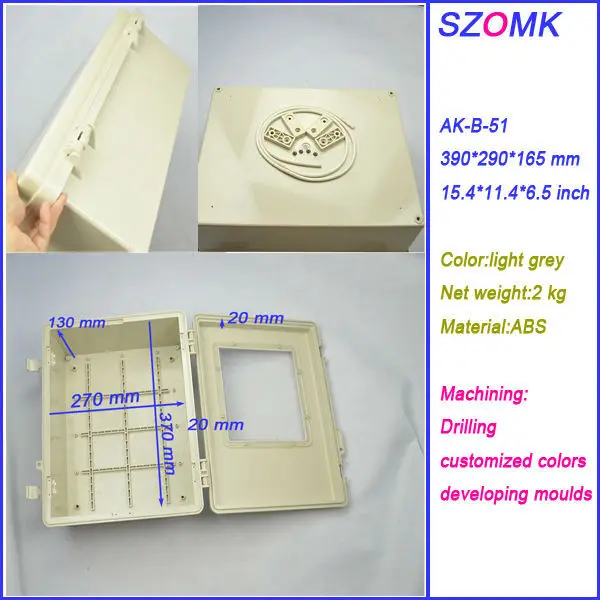 1 piece, IP65 plastic electronics junction box 390*290*165mm 2015 new plastic box electronics outlet enclosure, waterproof box plastic coffee knock box new