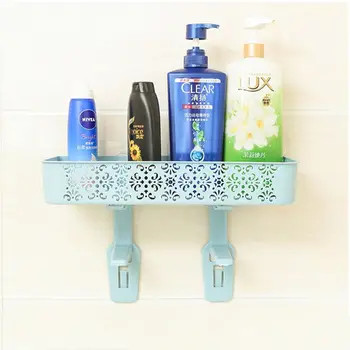 

Imitation Rattan Made Of Nail-free Storage Shelves Toilet Cover Bathroom Basket Light blue