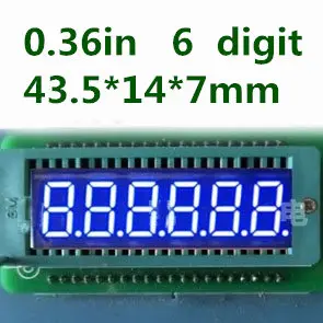 

10pcs 0.36 inch SIX Semi Segment Digital 6 bit Tube blue Digital Tube Common Cathode anode 0.36" 0.36in led display