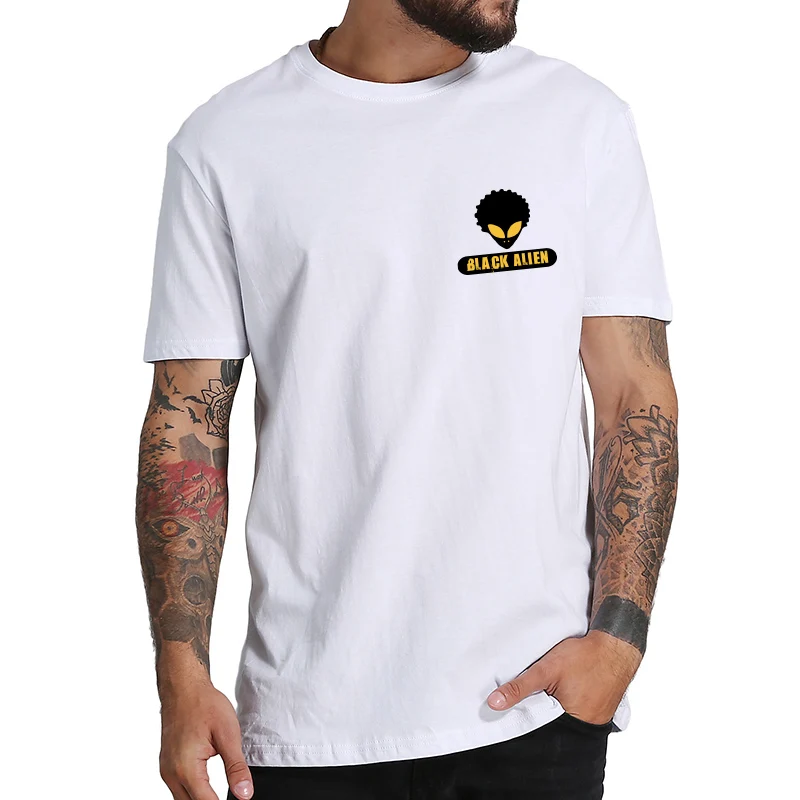 

Black Alien T-shirt Cotton Casual Funny Spring Summer T Shirt White Loose Short Sleeve Tops Tee EU Size
