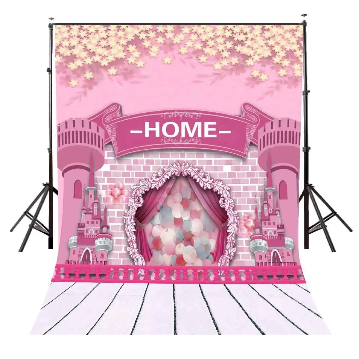 

150x220cm Cartoon Childlike Castle Backdrop Millennial Pink Home Photography Background