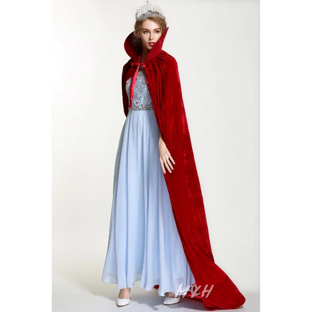 RED 71/" Full Length Velvet Satin Cloak Cape Parade Pageant Cosplay Costume