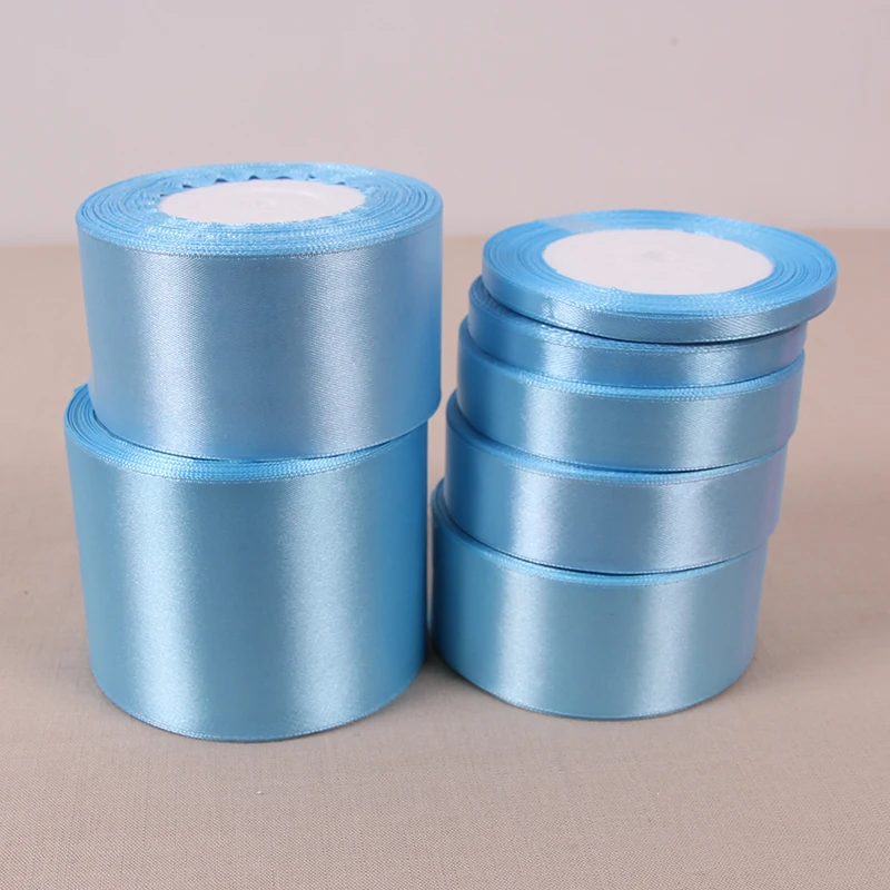 Light Blue 25Yards/22Meters/Roll 6mm~75mm Width Polyester Ribbons Cake Gift Box Wrap Ribbon Accessories Handmade DIY Material | Дом и сад