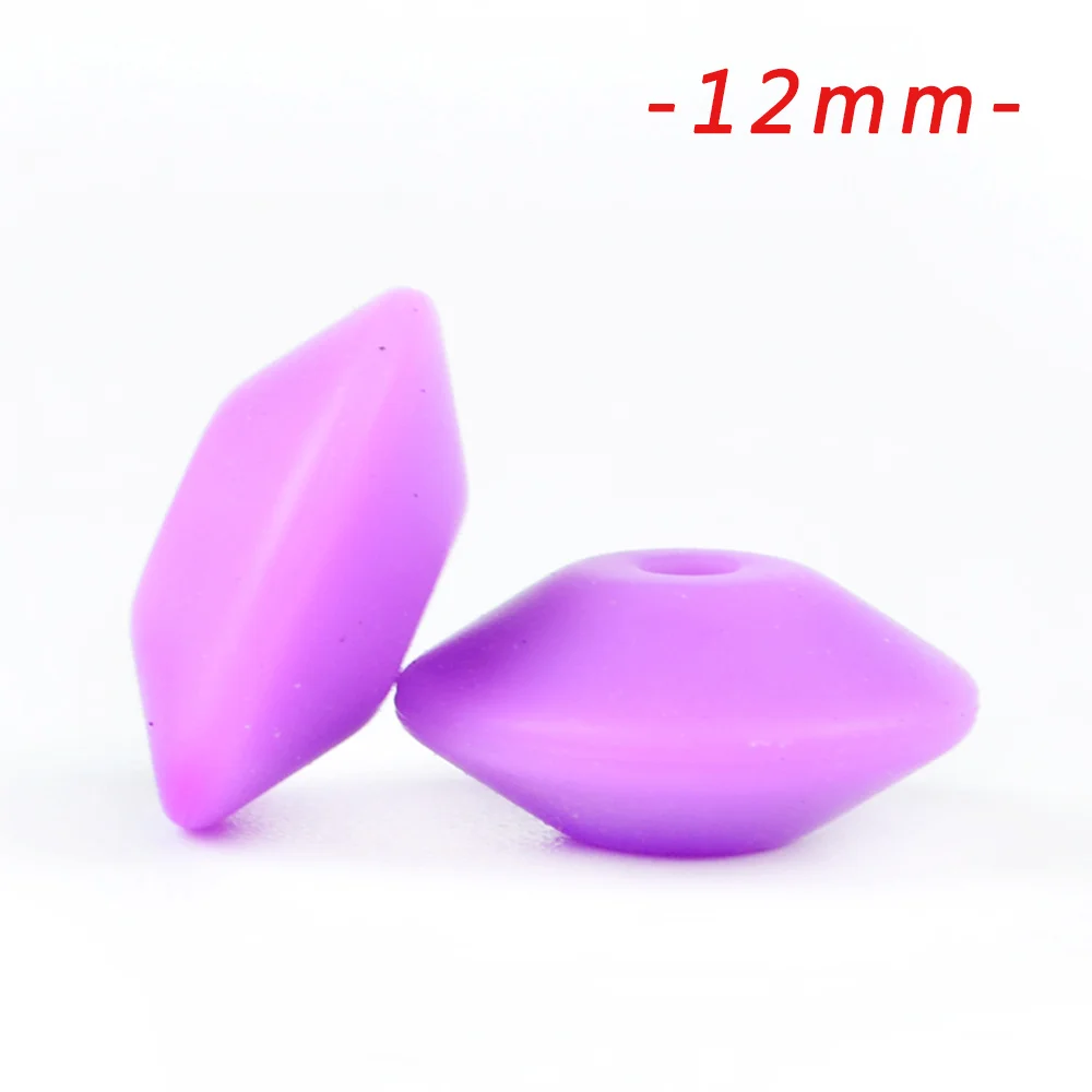 12mm medium purple LOFCA 100 шт. силиконовые бусины в форме чечевицы 12/15 мм Силиконовые Бусины россыпью детский прорезыватель BPA микроволновых печей DIY бусины для ожерелье-прорезыватель - Цвет: 12mm medium purple