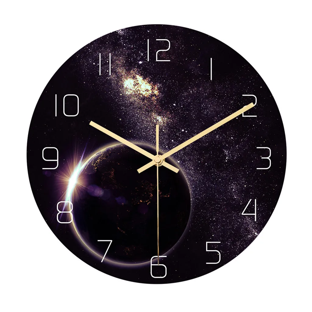 3D Звездная Вселенная настенные часы с фотографиями съемные светится в темноте часы исламские настенные часы дети спальня столовая Кофейня - Цвет: E