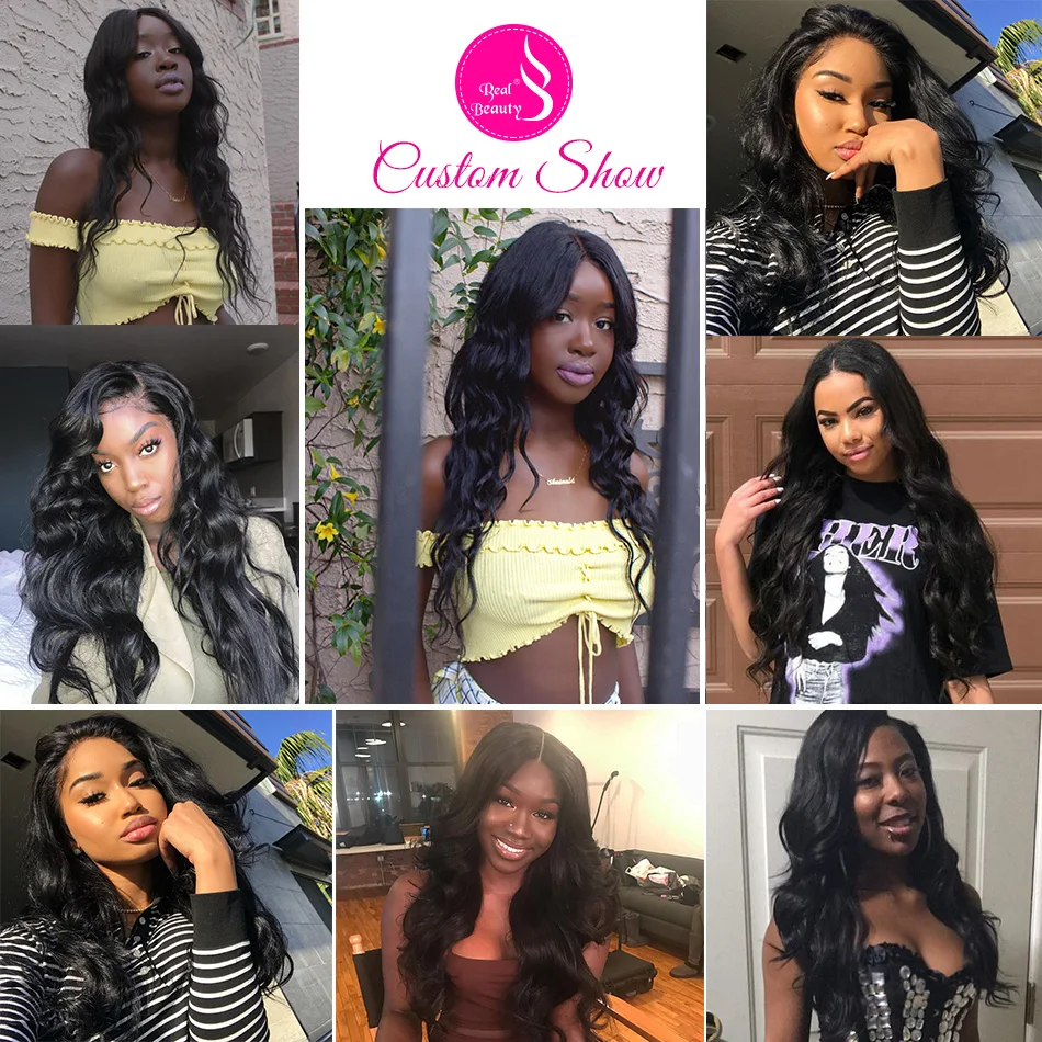 Real Beauty Peruvian Hair 3 Bundles Deal With Closure 100% Human Hair Weave Body Wave Hair Bundles With Lace Closure Non-Remy