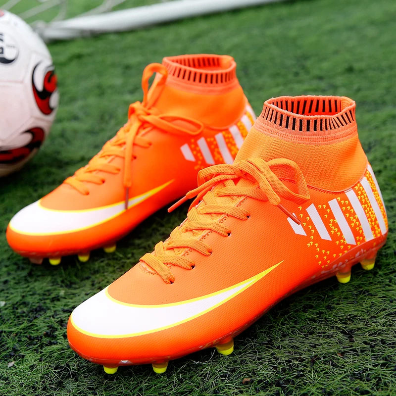 

sufei Men Soccer Shoes FG High Ankle Football Boots Superfly Adult Training Soccer Cleats Sneakers Size 40-45