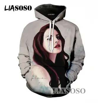 

LIASOSO Autumn New Men Women Fashion Sweatshirt 3D Print Singer Lana Del Rey Hoodies Long Sleeve Round Neck Top Pullover T789-10
