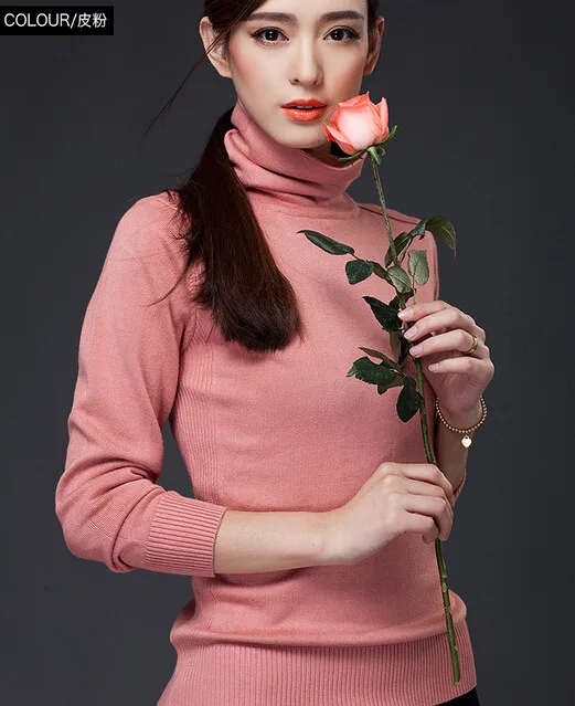 Горячая Распродажа, модные женские Новые пуловеры с длинным рукавом, стиль знаменитостей, Зимний вязаный свитер - Цвет: Розовый