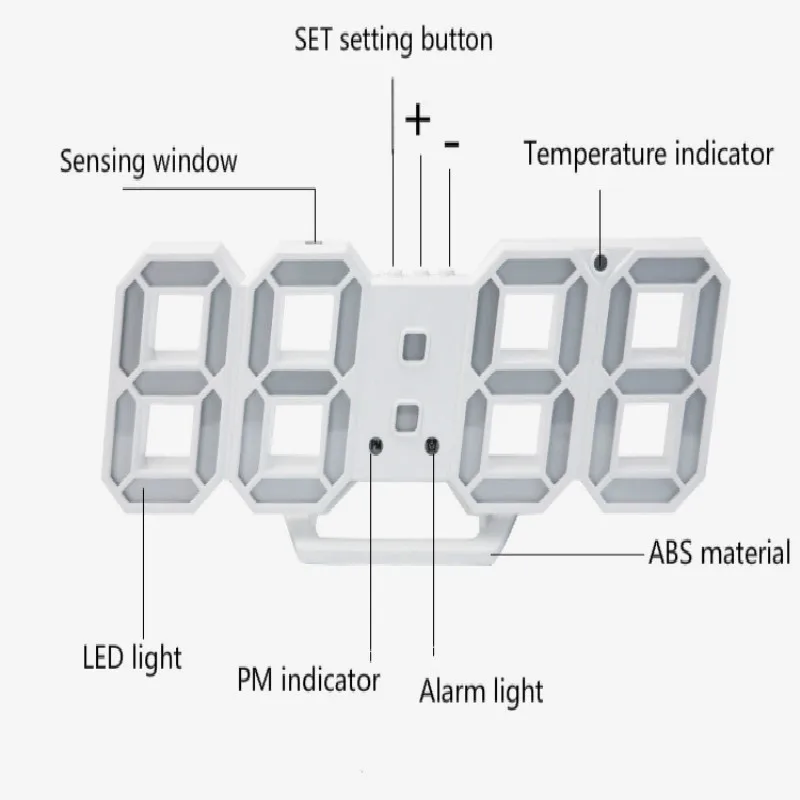 3D LED electronic watch table Modern Digital Alarm Clocks 24 Or 12 Hour Display Table Desk Night Wall Watch Home Office decorate