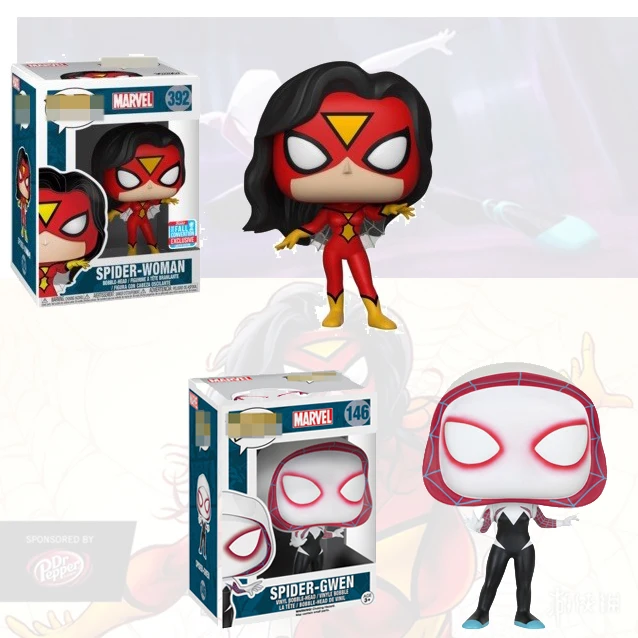 FUNKO POP Spider Woman Фигурки игрушки Gwen Hires Marvel Super Hero Коллекционная модель Бесплатная