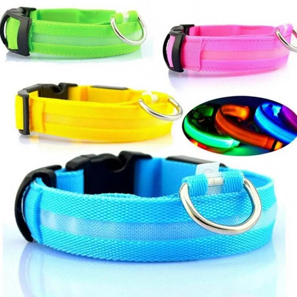 C74 Cheap Pet Dog Safety LED Collar Nylon Puppy Dog Cats Light LED Flashing Glow Collars