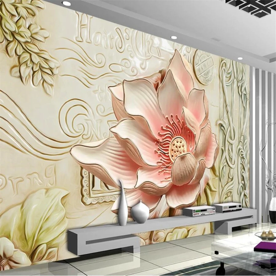 

beibehang Custom wallpaper 3D papel de parede mural embossed flowers murals TV background wall living room bedroom 3d wallpaper