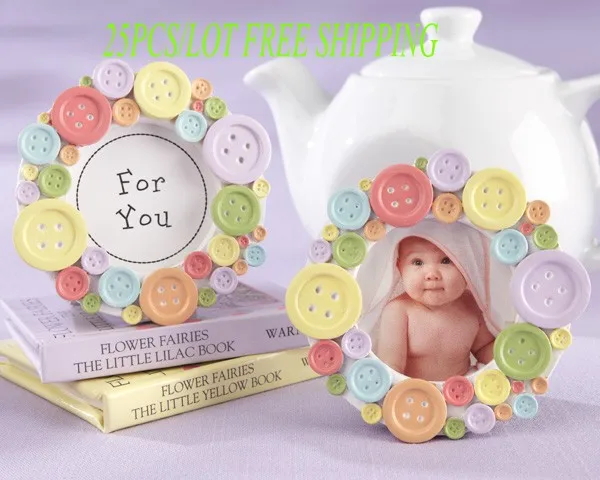 

Best Baby Birthday Gift of Cute as a Button Round Photo Frame for Newborn baby and baby souvenirs 25Pcs/lot Free Shipping