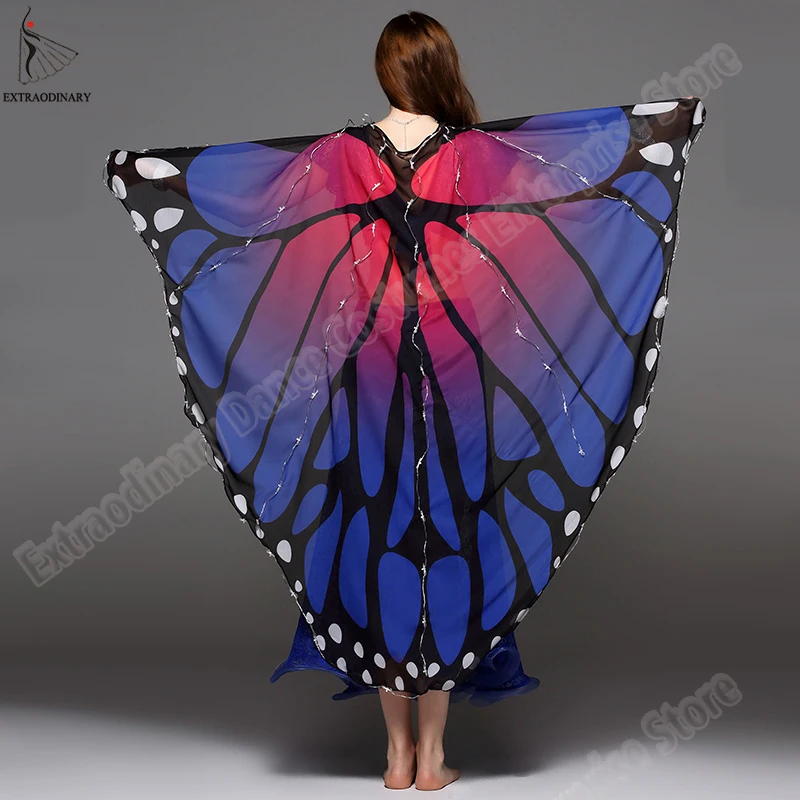 

New Women Belly Dance Wing Butterfly Halloween LED Wings Girls Dance Cloak Accessories Props Stage LED Butterfly Shawl Scarf