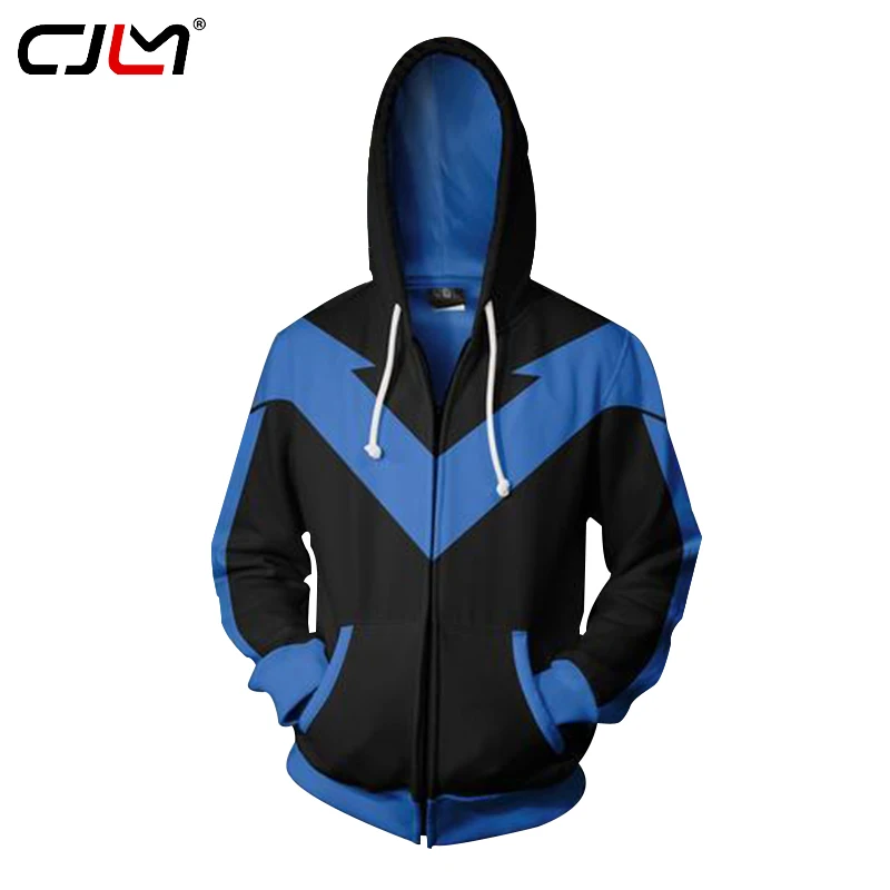 CJLM Nightwing Hoodie Dc Comics Batman Cosplay Costume Warm Blue Black