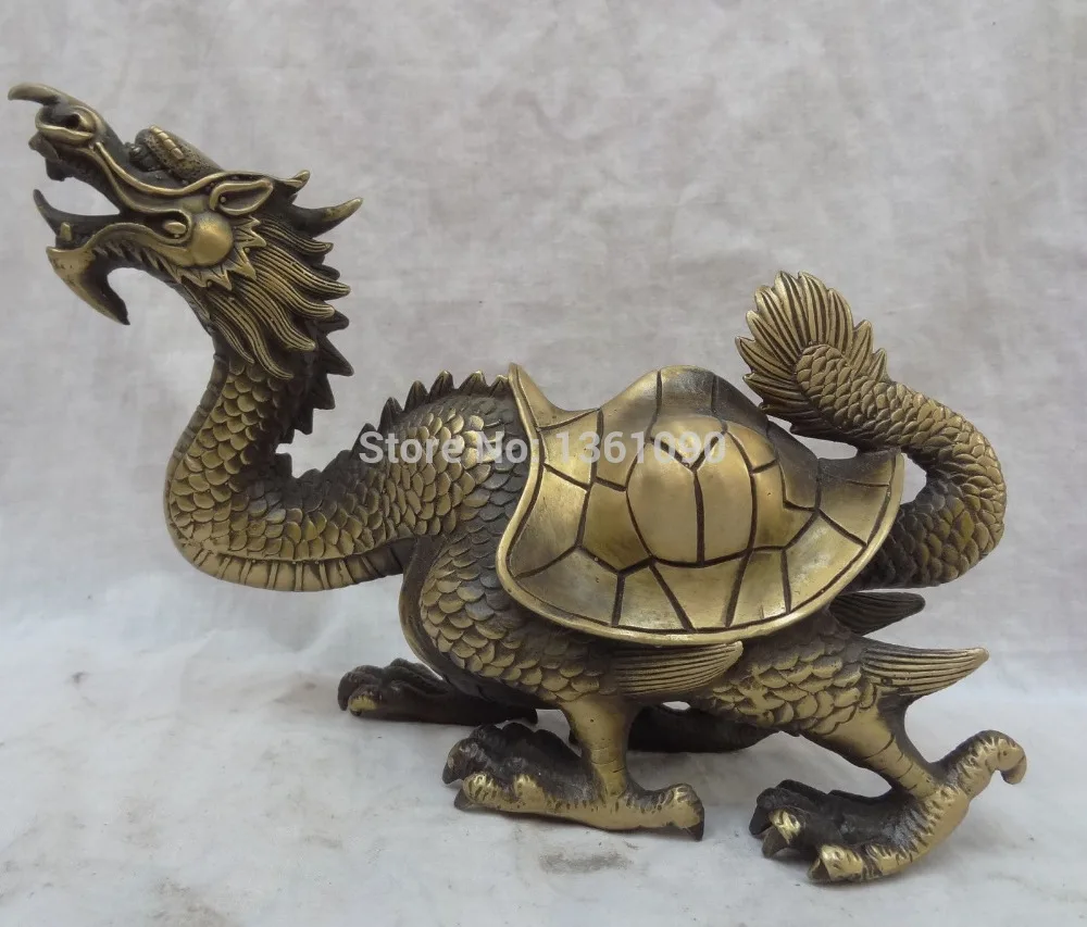 

xd 00362 10" Chinese Bronze Animals Dragon Turtle Statue