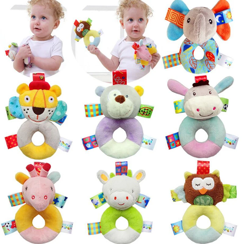 

Newborn Cute Cotton Baby Boy Girl Rattles Infant Animal Hand Bell Kids Plush Toy Development Gifts Rings Toddler Toys
