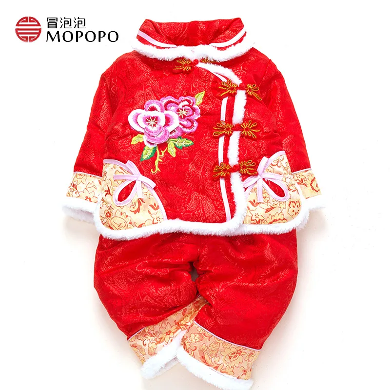 

Baby Newborn Set Girl Warm Long Sleeve Chinese Style Tang New Born Baby Clothes Girl Winter Gift Cotton 2pcs Baby Outfits Set