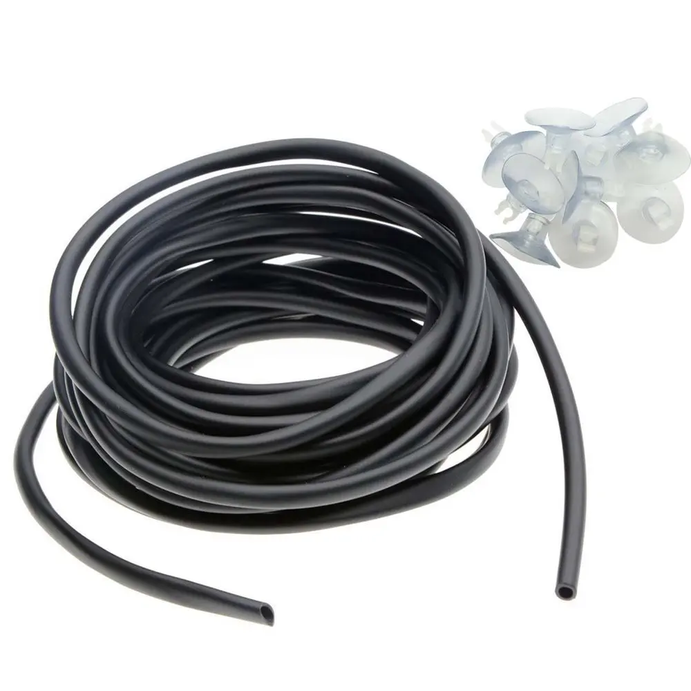 

NCFAQUA 10M Flexible 4*6mm Oxygen Air Pump Hose for Air Bubble Stone Aquarium Fish Tank Silicone Airline Tube with Suction Cups