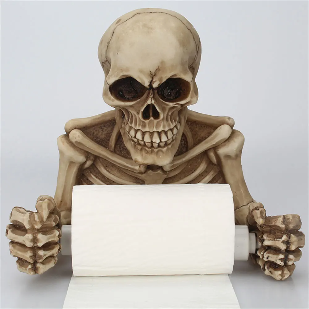 Toilet Paper Holder Skull Tissue Box Wall Mount Sanitary Toilet Paper Holder Skull Tissue Box