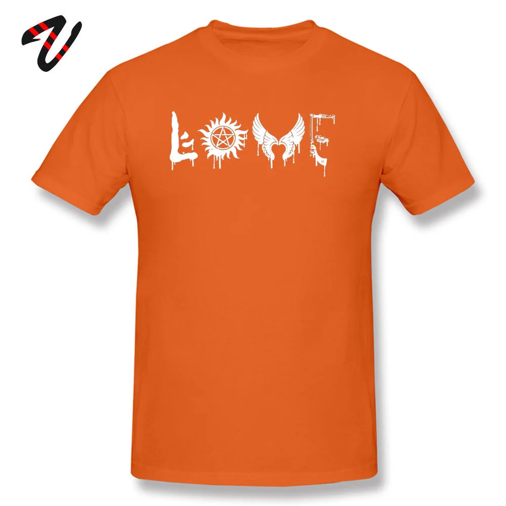 Casual SUPERNATURAL _black Tees for Men High Quality Summer Fall Round Neck All Cotton Short Sleeve T-shirts Printed On T Shirt SUPERNATURAL 16705 orange