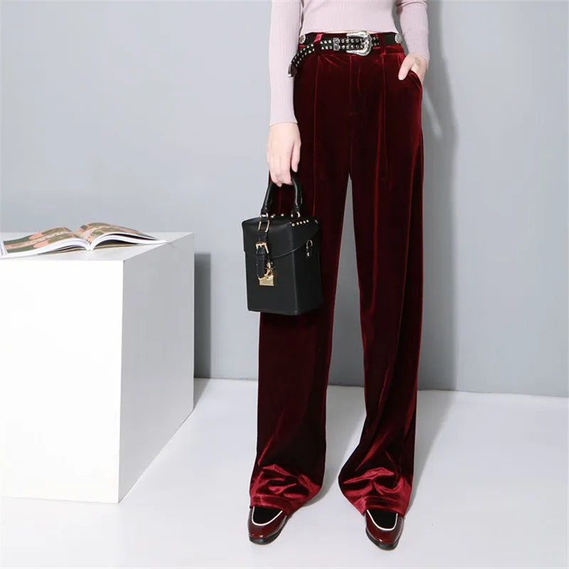 Women Velvet Wide Leg Pants02