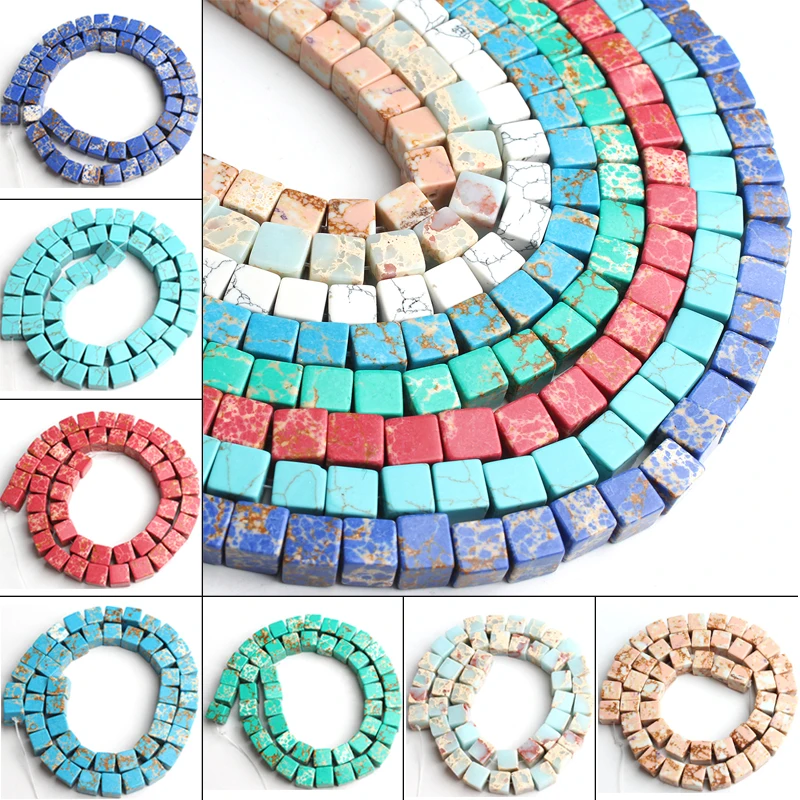 

Natural Stone Sea Sediment Turquoises Snakeskin Beads Loose Spacer Beads For Jewelry Making DIY Necklace Bracelet 15" inch 8x8mm