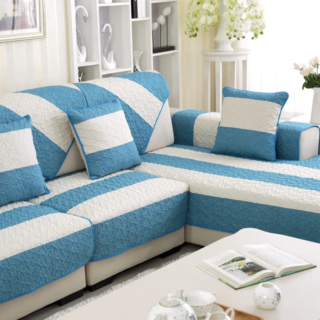 Summer Linen Couch Covers For Home Blue Strip Pattern Sofa Summer Linen Couch Covers For Home Blue Strip Pattern Sofa Slipcovers