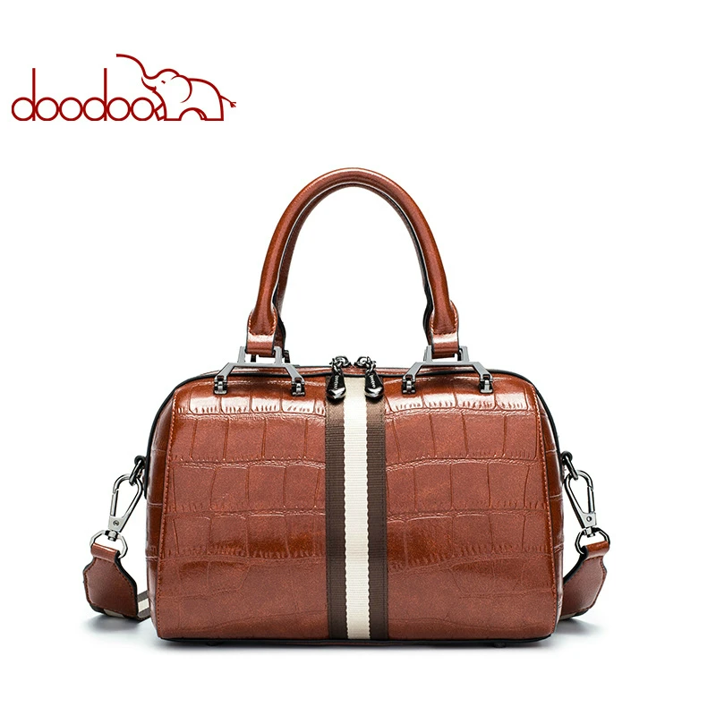

DOODOO Brand Crossbody Bags For Women Handbag Alligator Print Leather Single-shoulder Bag Pure Color Messenger Bag Bolsos Mujer