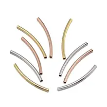 Ambiental Curvas Contas Tubo de Latão, Lead Free & Nickel Free & Cádmio Livre, Cor misturada, 30x2mm, furo: 1.5mm