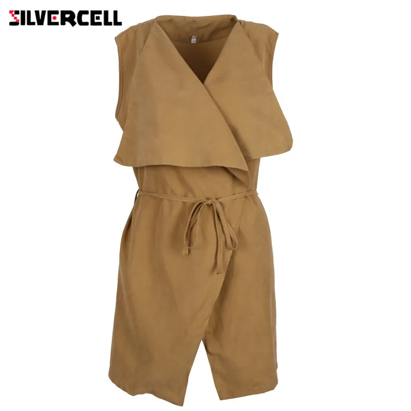 

Women Lapel Sleeveless Long Waistcoat Blazer Jacket Vest Cardigan Coat S/M/L/XL T33