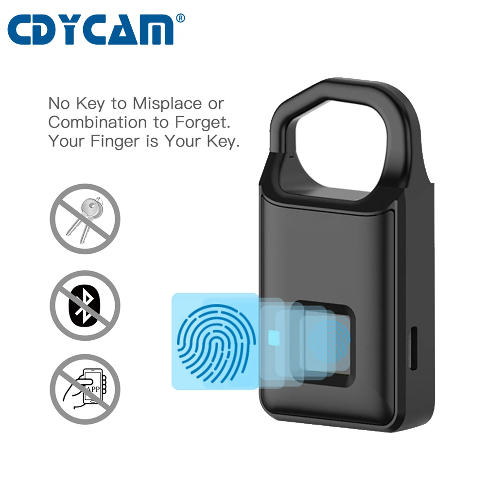 

CDYCAM Smart Fingerprint Lock For Home Luggage Dormitory Locker Warehouse Door Waterproof Build in Battery Electronic Padlock