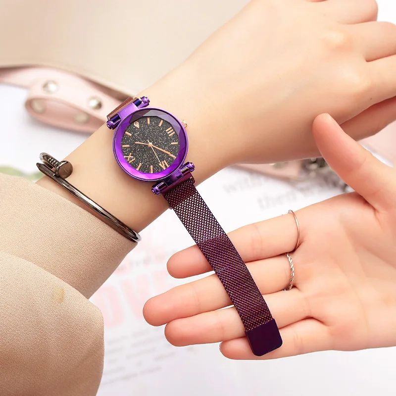 Новинка, женские наручные часы, женские модные повседневные кварцевые часы для женщин, женские наручные часы Hodinky - Цвет: purple