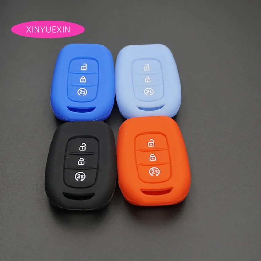 

Xinyuexin Silicone Car Key Cover FOB Case For Renault Duster 2016 2017 logan Clio Captur Laguna Scenic Remote Key Case 3buttons