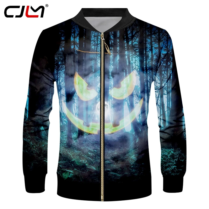 

CJLM Man Best Selling Halloween Sweatshirt 3D Large Size 5XL Printed Forest Pumpkin Zip Jacket Men's Zipper Coat Wholesale