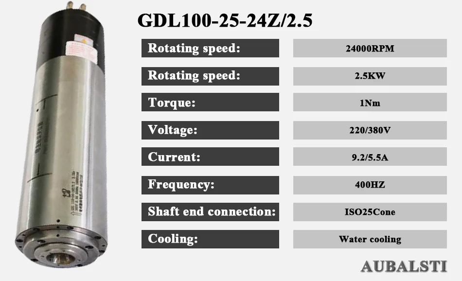 Автоматическое изменение инструмента шпинделя водяного охлаждения шпинделя GDL100-25-24Z 2,5 кВт напряжение 220 В/380 В Ток 9,2/а