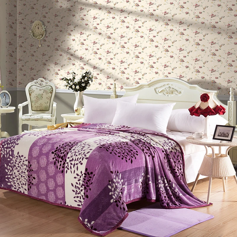 

Hot Sale High Quality Noble Purple White Aesthetic Tree Pattern Blanket For Sofa/Bed/Home Blanket Bedspreads 180x200cm Size