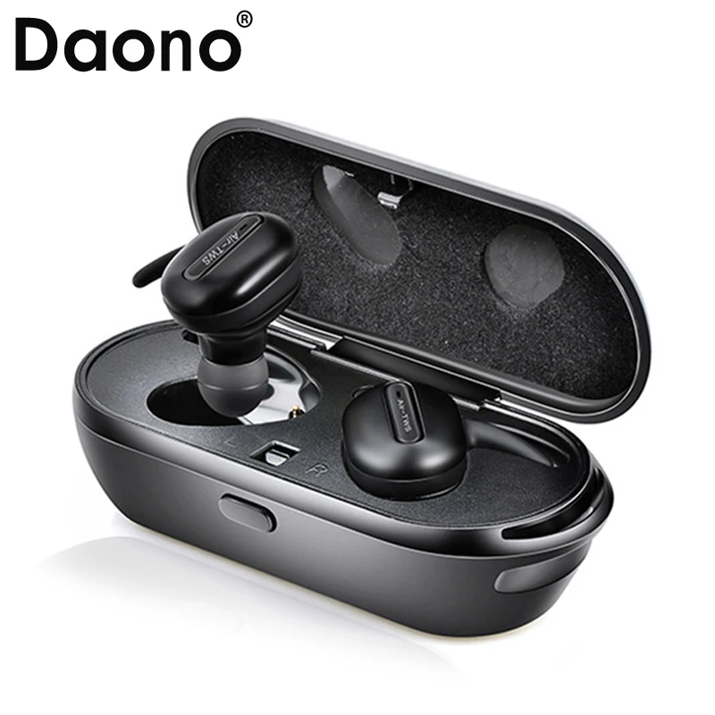 

DAONO TWS Invisible Mini Headphones 3D Stereo Hands-free Noise Reduction Bluetooth Headset Wireless Earphones and Power Bank box