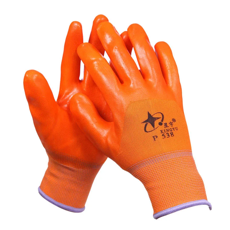 5/12 пар нитриловые рабочие защитные перчатки оранжевые маслостойкие Нескользящие хлопковые пряжа механизм воды низкая кислотность