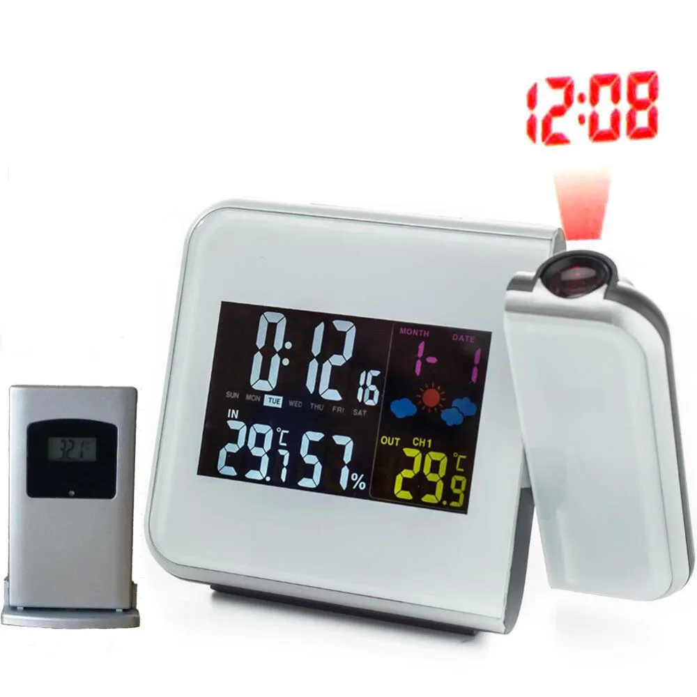 Color Digital Home Wireless Weather Station Projection Clock With