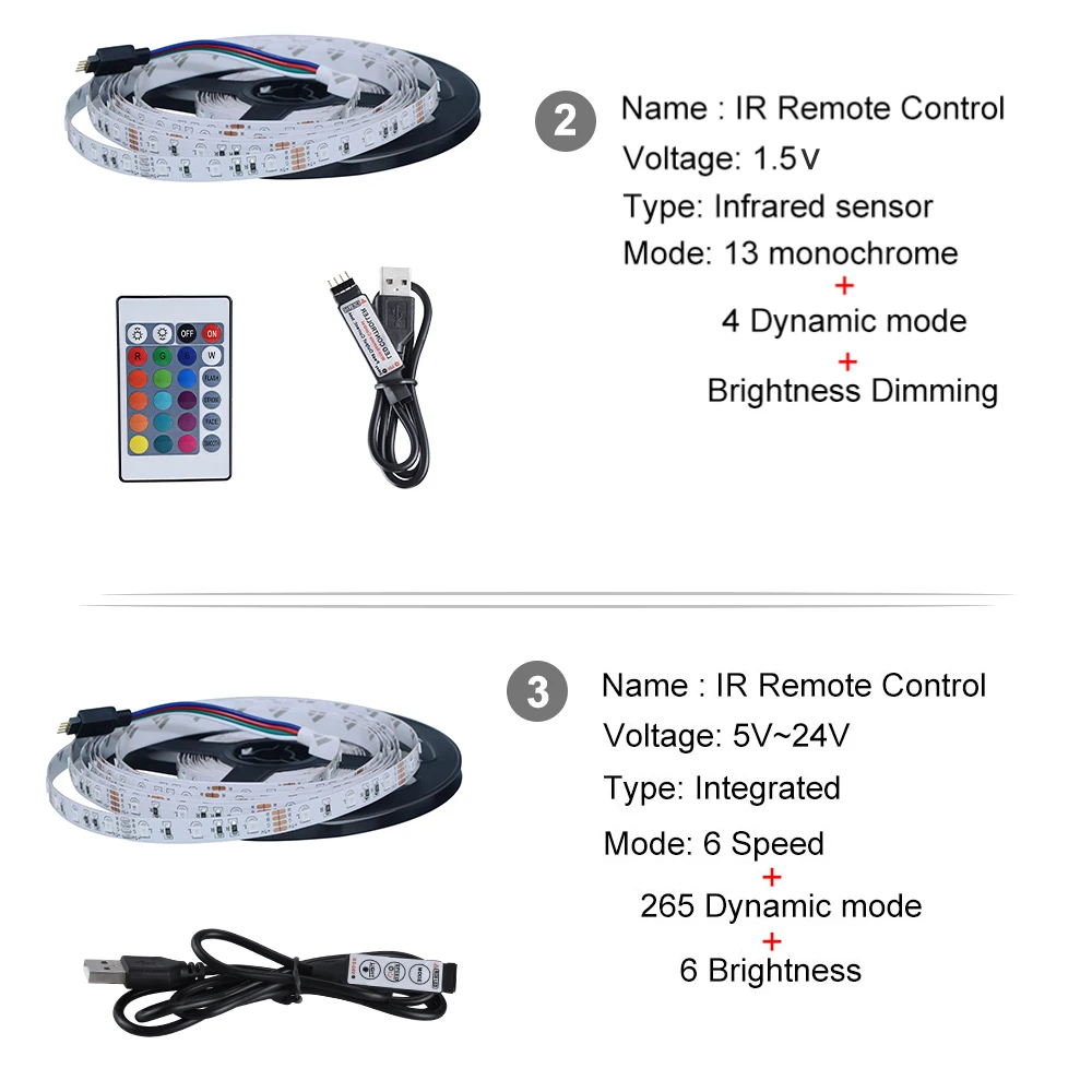 DC 5 в USB Светодиодная лента SMD2835 RGB гибкая светодиодная 50 см 1 м 2 3 4 IR RF беспроводной